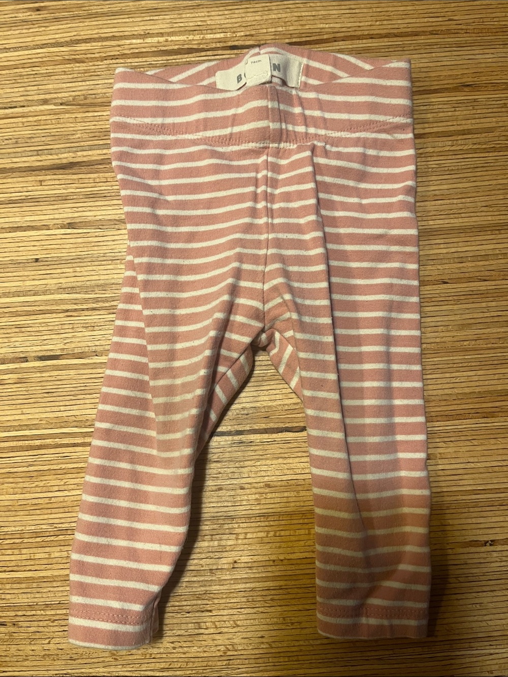 Baby Boden Striped Pink & White Baby Leggings